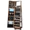 Classic Brown Rotatable 2-in-1 Lockable Jewelry Cabinet